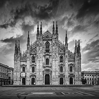 Buy canvas prints of MILAN Cathedral Santa Maria Nascente | Monochrome by Melanie Viola