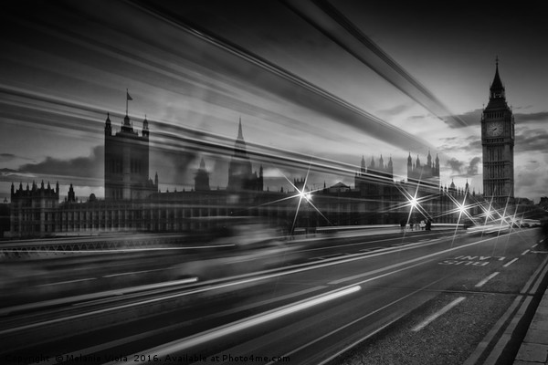 LONDON Westminster Bridge Traffic Picture Board by Melanie Viola