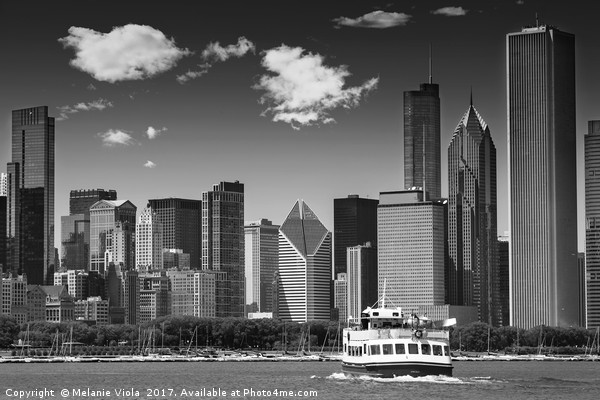 CHICAGO Skyline | Monochrome Picture Board by Melanie Viola