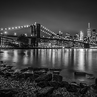 Buy canvas prints of NEW YORK Nightly Stroll along the river bank by Melanie Viola
