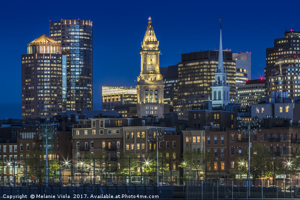 BOSTON Evening Skyline of North End & Financial Di Picture Board by Melanie Viola