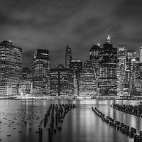 Buy canvas prints of NEW YORK CITY Monochrome Night Impressions by Melanie Viola