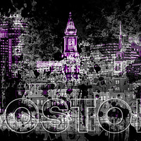 Buy canvas prints of Pop Art BOSTON Skyline | purple by Melanie Viola