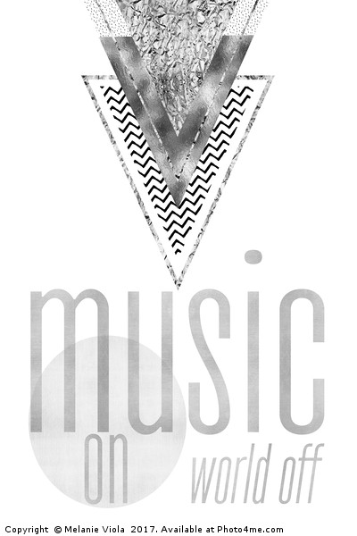 GRAPHIC ART Music on - World off | silver Picture Board by Melanie Viola
