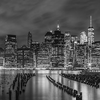 Buy canvas prints of NEW YORK CITY Monochrome Night Impressions  by Melanie Viola