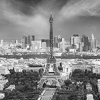 Buy canvas prints of Paris Skyline | Monochrome Panorama by Melanie Viola
