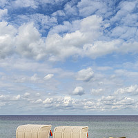 Buy canvas prints of Idyllic Baltic Sea with typical beach chairs by Melanie Viola