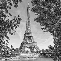 Buy canvas prints of PARIS Eiffel Tower & River Seine | Monochrome by Melanie Viola