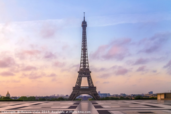 Eiffel Tower Sunrise Picture Board by Melanie Viola