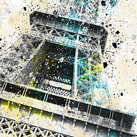 Buy canvas prints of Modern Art Eiffel Tower Splashes | Panorama by Melanie Viola