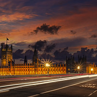 Buy canvas prints of Nightly view from London Westminster  by Melanie Viola