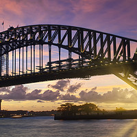 Buy canvas prints of Sydney Harbor Bridge at sunset by Melanie Viola