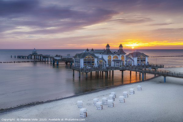 BALTIC SEA Sellin Pier during sunrise Picture Board by Melanie Viola