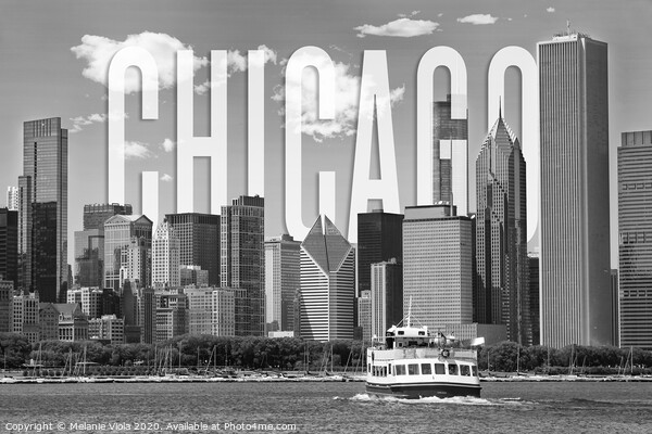 CHICAGO Skyline | monochrome Picture Board by Melanie Viola