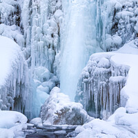 Buy canvas prints of ICELAND Frozen Oxarárfoss in detail by Melanie Viola