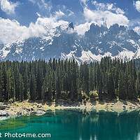 Buy canvas prints of LAKE CAREZZA and mountain range | Panoramic by Melanie Viola
