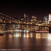 Buy canvas prints of MANHATTAN SKYLINE & BROOKLYN BRIDGE Sunset | Panoramic by Melanie Viola