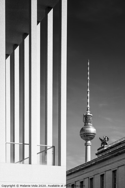 BERLIN Television Tower & Museum Island | Monochrome Picture Board by Melanie Viola