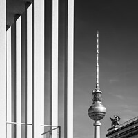 Buy canvas prints of BERLIN Television Tower & Museum Island | Monochrome by Melanie Viola