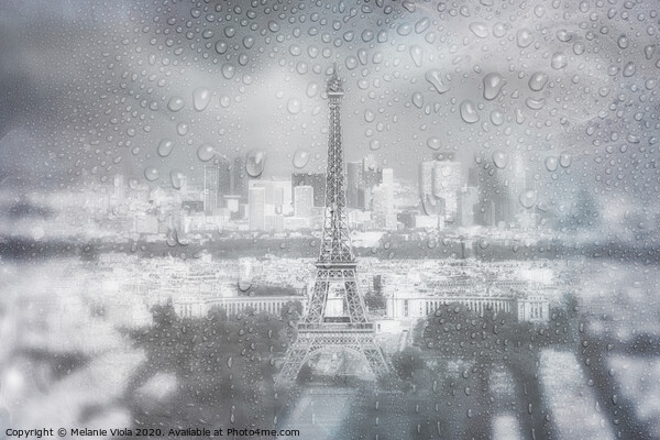 PARIS SKYLINE Rainy Day | dreamy blue  Picture Board by Melanie Viola