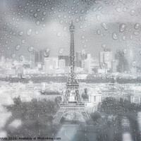 Buy canvas prints of PARIS SKYLINE Rainy Day | dreamy blue  by Melanie Viola