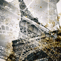 Buy canvas prints of Eiffel Tower | Vintage gold by Melanie Viola