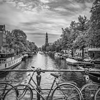 Buy canvas prints of Typical Amsterdam | Monochrome by Melanie Viola