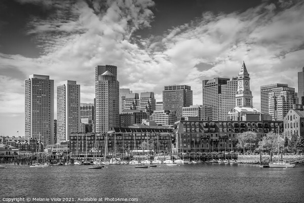 BOSTON Skyline North End & Financial District | Monochrome Picture Board by Melanie Viola