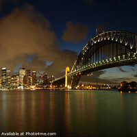 Buy canvas prints of Sydney Harbor Bridge in the evening  by Melanie Viola