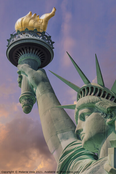 NEW YORK CITY Statue of Liberty at sunset Picture Board by Melanie Viola