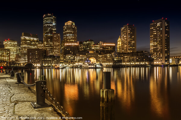 BOSTON Fan Pier Park & Skyline at night  Picture Board by Melanie Viola