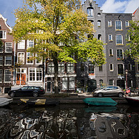 Buy canvas prints of Amsterdam architectural reflections. by Peter Towle