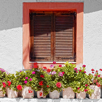 Buy canvas prints of Cretan window dressing. by Peter Towle