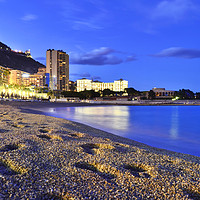Buy canvas prints of Monaco beach shortly after sunset by Aleksey Zaharinov
