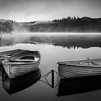 Buy canvas prints of Loch Achray (Black and White) by Angela H