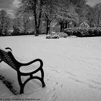 Buy canvas prints of Snowy Bench by Angela H