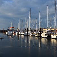 Buy canvas prints of Frosty view from Largs Marina towards Great Cambra by Grant Lewis