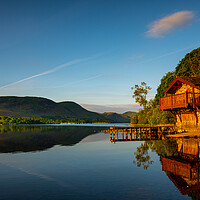 Buy canvas prints of Ullswater, Cumbria UK and the Duke Of Portland boat house  by Michael Brookes