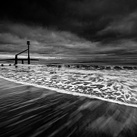 Buy canvas prints of Overcast on Shanklin Beach by Michael Brookes