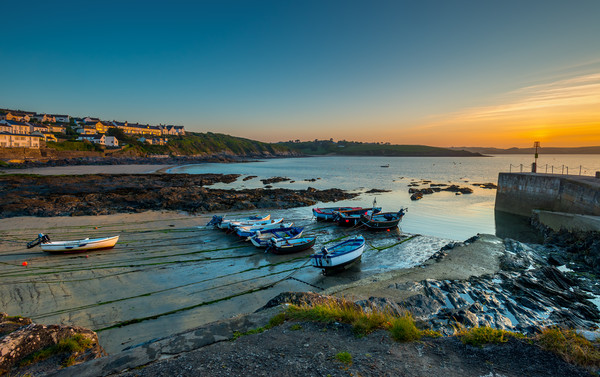 Porthscatho harbor at dawn Framed Mounted Print by Michael Brookes