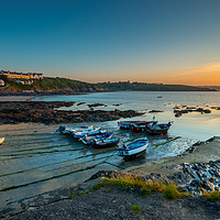 Buy canvas prints of Porthscatho harbor at dawn by Michael Brookes