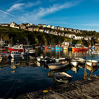 Buy canvas prints of Mevagissey harbour view by Michael Brookes