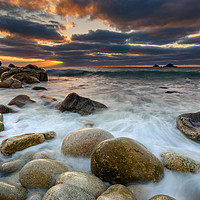 Buy canvas prints of Return of the tide Porth Nanven by Michael Brookes