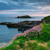 Buy canvas prints of Godrevy lighthouse at dawn by Michael Brookes
