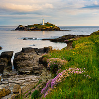 Buy canvas prints of Godrevy lighthouse at dawn II by Michael Brookes