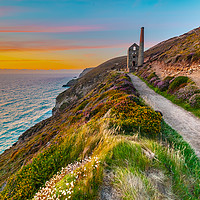 Buy canvas prints of Wheal Coates sunset, Cornwall by Michael Brookes