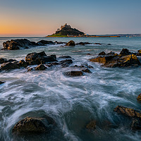 Buy canvas prints of Swirling Tide Saint Michael's Mount by Michael Brookes