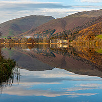 Buy canvas prints of Grassmere Autumn reflections  by Michael Brookes