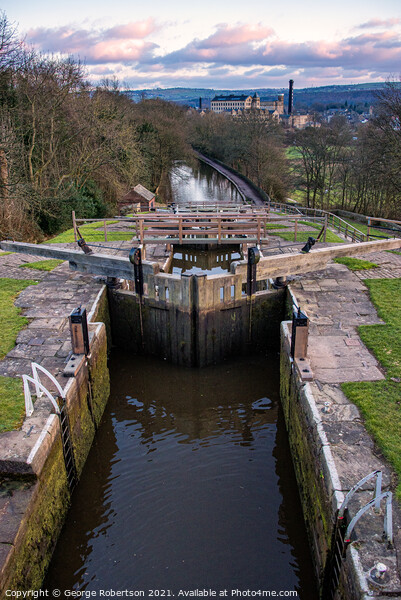 Evening light at Five Rise Locks in Bingley Picture Board by George Robertson