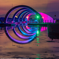 Buy canvas prints of Green light at Falkirk Wheel by George Robertson